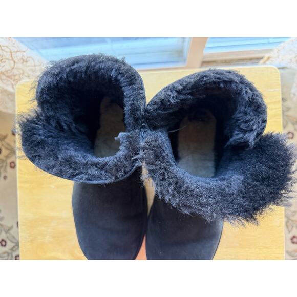 UGG Womens Mini Bailey Button II Black Winter Boots Comfy warm Sz-9 - Picture 7 of 9